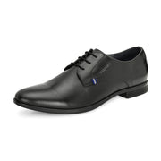 Men Premium Leather Black Lace-Up Formal Derby Shoes (Fortuner-50-Black)