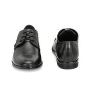 Men Premium Leather Black Lace-Up Formal Derby Shoes (Fortuner-50-Black)