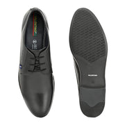 Men Premium Leather Black Lace-Up Formal Derby Shoes (Fortuner-50-Black)