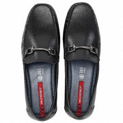 Men Premium Leather Black Slip on Loafer (Prado-13-Black)