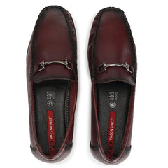 Men Premium Leather Bordo Slip on Loafer (Globus-13)