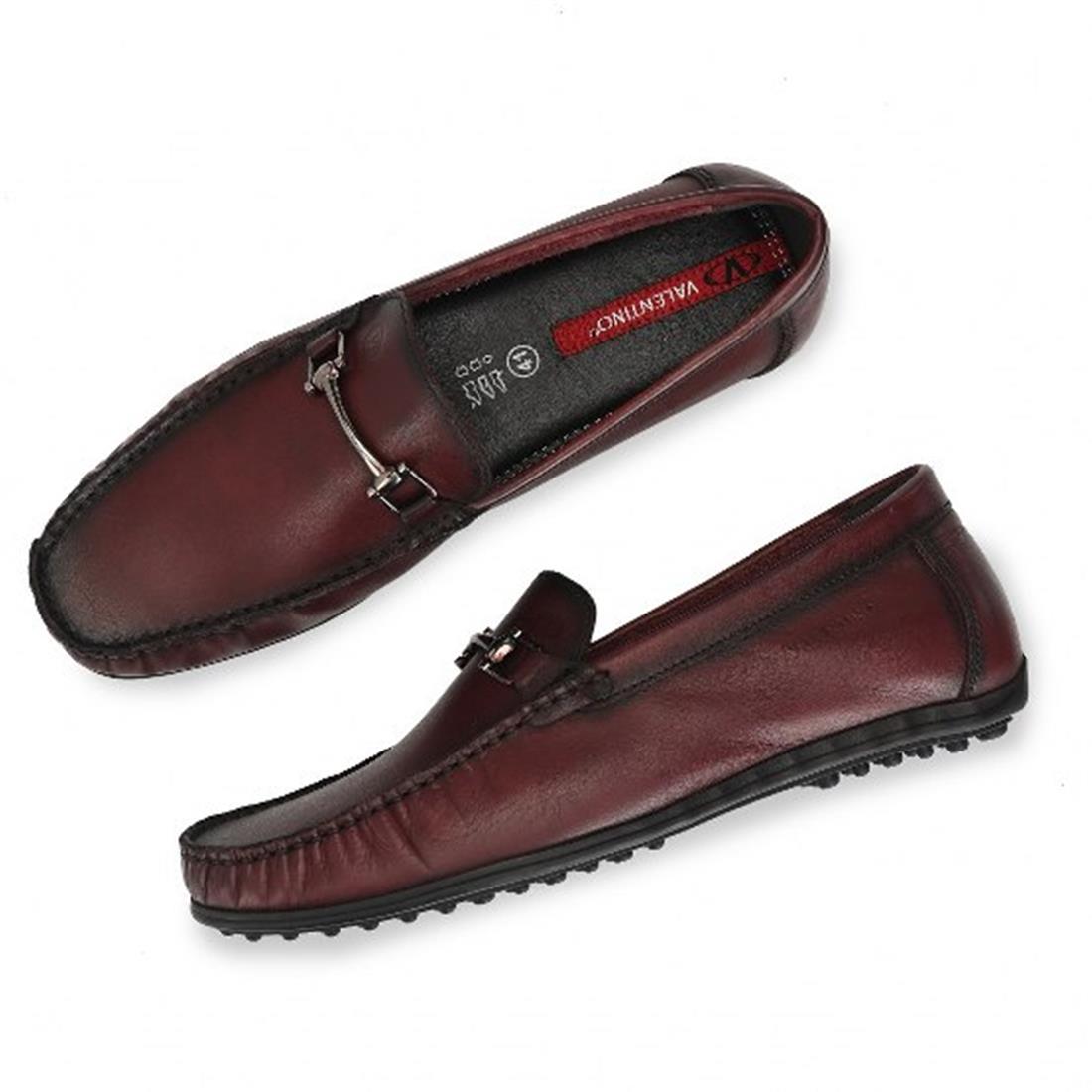 Men Premium Leather Bordo Slip on Loafer (Globus-13)