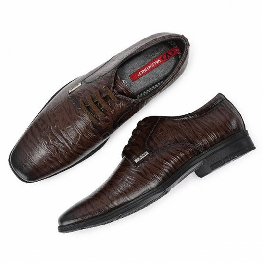 Men Premium Leather Brown Lace-Up Formal Derby Shoes (Newgen-63)