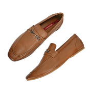Men Premium Leather Tan Slip On Shoes (FreeWalk-21-Tan)