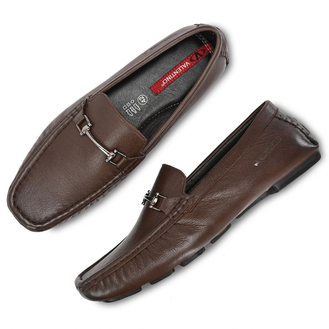 Men Premium Leather Brown Casual Slip On Driving Loafers (Romson-27-Brown-Mocca)