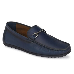 Men Premium Leather Blue Slip on Loafer (Globus-13)