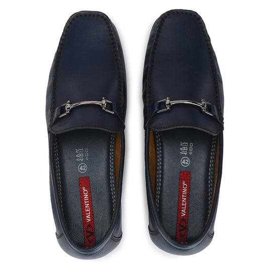 Men Premium Leather Blue Slip on Loafer (Globus-13)