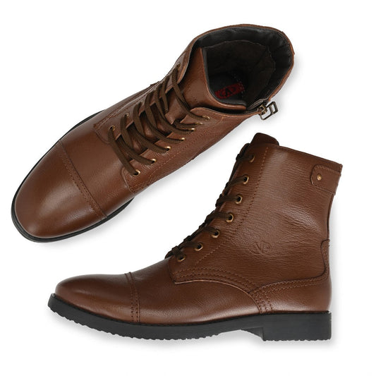 V-TRIGEN-99 MEN LEATHER BROWN-MOCCA FORMAL BOOT LONG DERBY