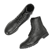 Men Premium Leather Hi Ankle Zipper Boot (V-Rockstar-99-Black)