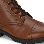 Men Premium Leather Hi Ankle Zipper Boot (V-Rockstar-99-Mocca)