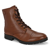 Men Premium Leather Hi Ankle Zipper Boot (V-Rockstar-99-Mocca)