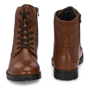 Men Premium Leather Hi Ankle Zipper Boot (V-Rockstar-99-Mocca)