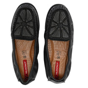 Women Premium Leather Black Flexible Slip On Loafer (W-Flexy-02-Black)