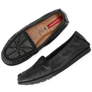 Women Premium Leather Black Flexible Slip On Loafer (W-Flexy-02-Black)