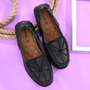 Women Premium Leather Black Flexible Slip On Loafer (W-Flexy-02-Black)