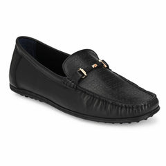 Men Premium Leather Black Slip on Loafer (Globus-14)