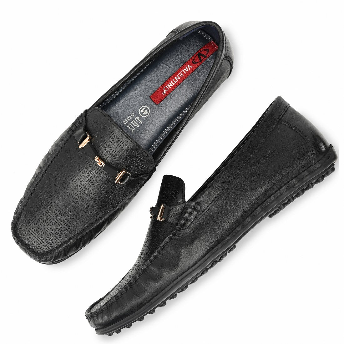 Men Premium Leather Black Slip on Loafer (Globus-14)