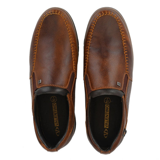 Men Premium Leather Tan Slip On Casual Shoe (Danial-01-TanWood)