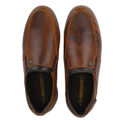 Men Premium Leather Tan Slip On Casual Shoe (Danial-01-TanWood)