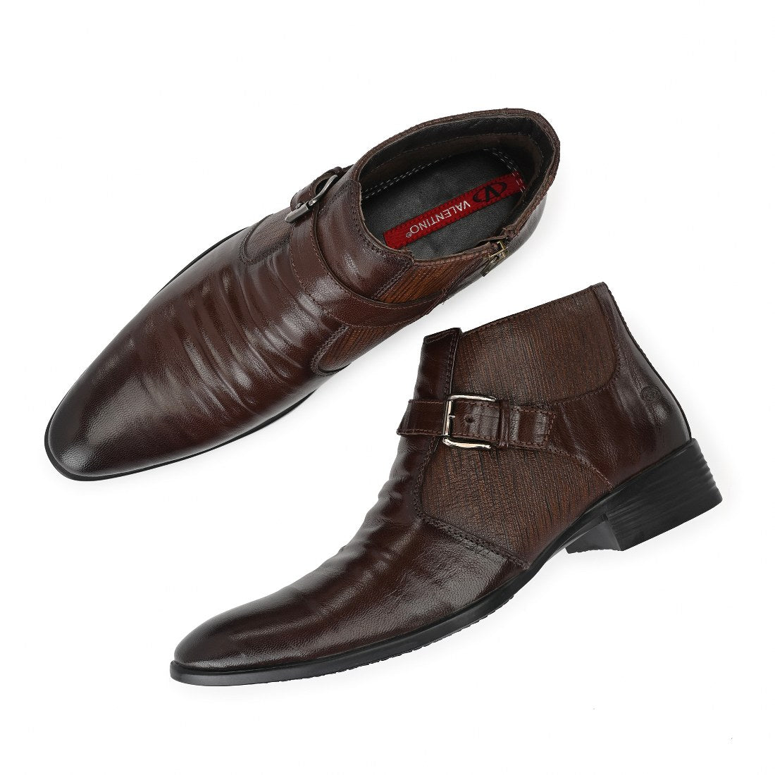 Men Premium Leather Brown Formal Ankle Zipper Boot (Indus-75-Brown)