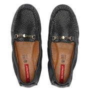 Women Premium Leather Black Formal Slip On Flexible Loafer (W-Flexy-12-Black)