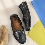 Women Premium Leather Black Formal Slip On Flexible Loafer (W-Flexy-12-Black)