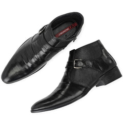 Men Premium Leather Black Formal Ankle Zipper Boot (Indus-75-Black)