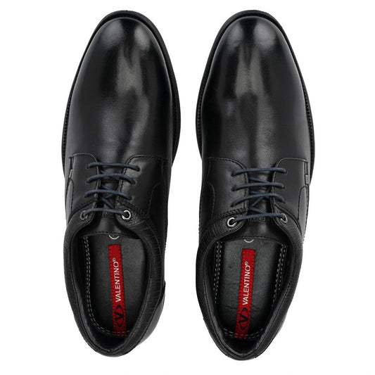 Men Premium Leather Black Lace-Up Formal Derby Shoes (Exicom-55)