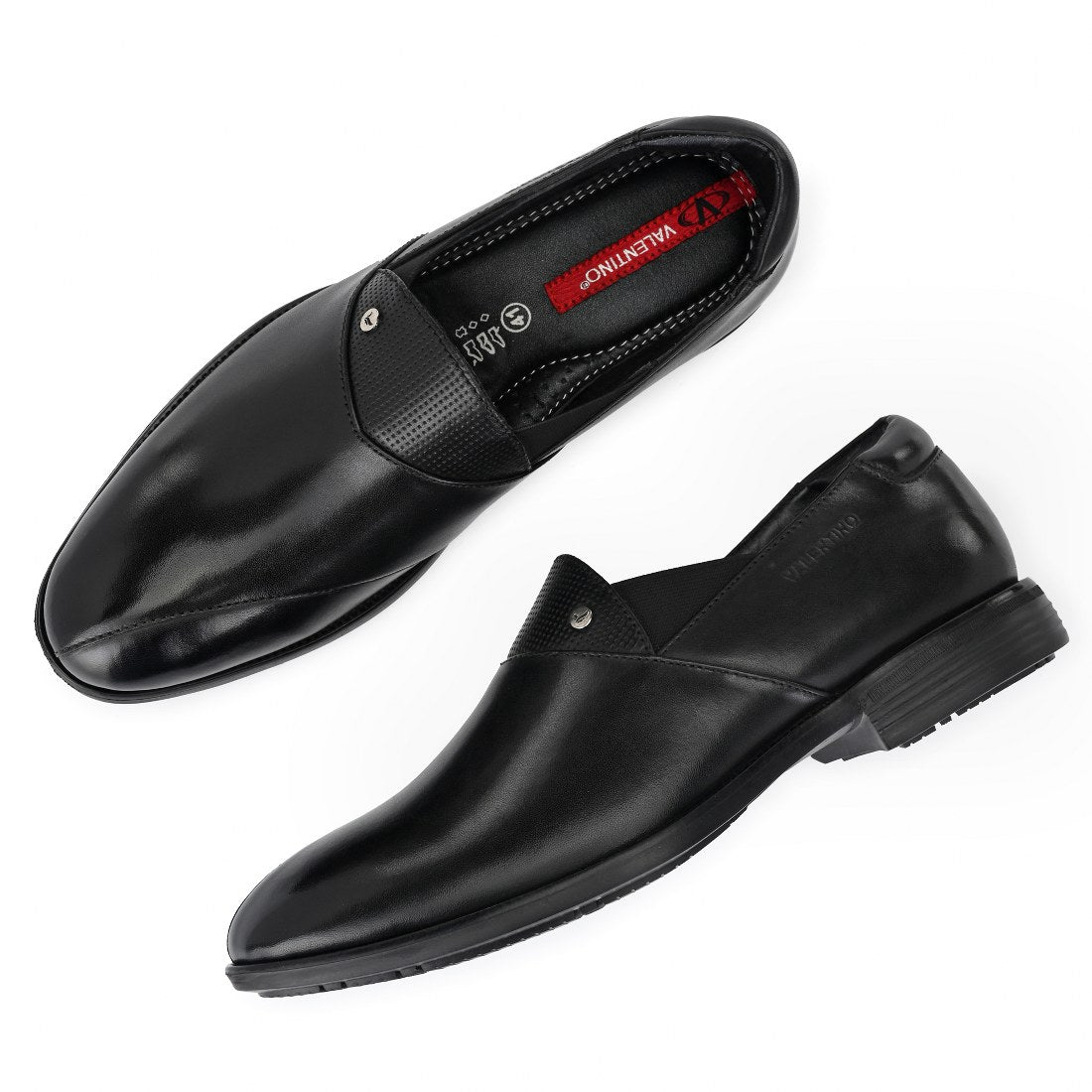 EXICOM-14 MEN LEATHER BLACK FORMAL SLIP ON MOCCASSINS