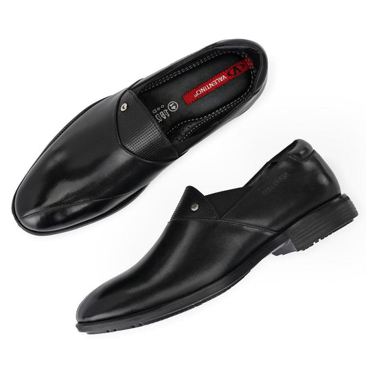 EXICOM-14 MEN LEATHER BLACK FORMAL SLIP ON MOCCASSINS