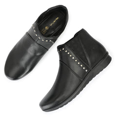 Women Premium Leather Black Party Wear Boots (W-Maria-76-Black)