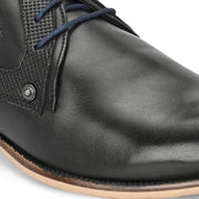 Men Premium Leather Black Lace-Up Formal Derby Shoes (Reform-68-Black)