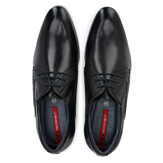 Men Premium Leather Black Lace-Up Formal Derby Shoes (Ramky-68)