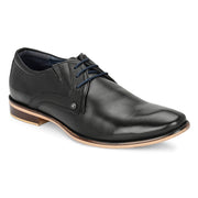 Men Premium Leather Black Lace-Up Formal Derby Shoes (Reform-68-Black)