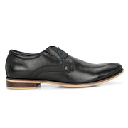 Men Premium Leather Black Lace-Up Formal Derby Shoes (Reform-68-Black)