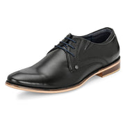 Men Premium Leather Black Lace-Up Formal Derby Shoes (Reform-68-Black)