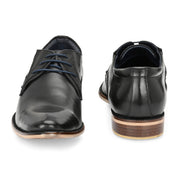 Men Premium Leather Black Lace-Up Formal Derby Shoes (Reform-68-Black)