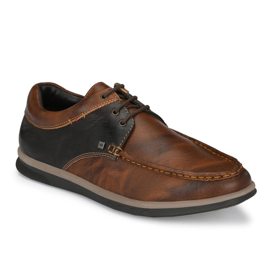 Men Premium Leather Casual Derby Shoes (Danial-55-TanWood)