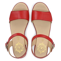 Women Premium Leather Red Sandals (W-Rieca-51-Red)