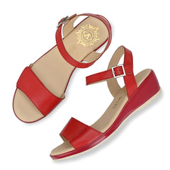 Women Premium Leather Red Sandals (W-Rieca-51-Red)