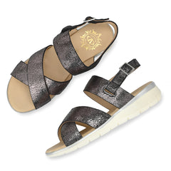 Women Premium Leather Foil 14 Puter Sandals (W-Dimpy-55-Foil14Puter)