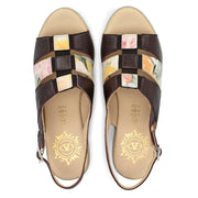 Women Premium Leather Bordo Metallic Sandals (W-HR-Reno-51-Bordo/Metallic)