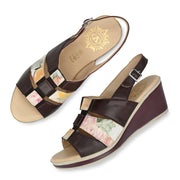 Women Premium Leather Bordo Metallic Sandals (W-HR-Reno-51-Bordo/Metallic)