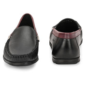 Men Premium Leather Black Slip On Loafer (V-Class-31-Black)