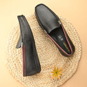 Men Premium Leather Black Slip On Loafer (V-Class-31-Black)