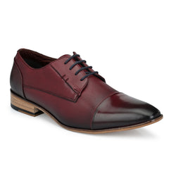 Men Premium Leather Bordo Lace-Up Formal Derby Shoes (V-Paris-61)