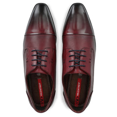 Men Premium Leather Bordo Lace-Up Formal Derby Shoes (V-Paris-61)