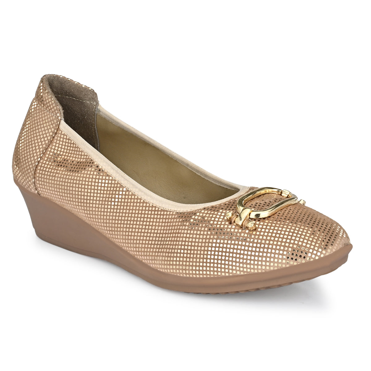 Women Premium Leather Gold Bellies (W-Jacqueliene-11-Gold)