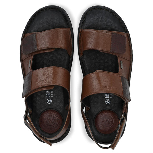 Men Premium Leather Mocca/Cherry Casual Sandal (Legend-66)