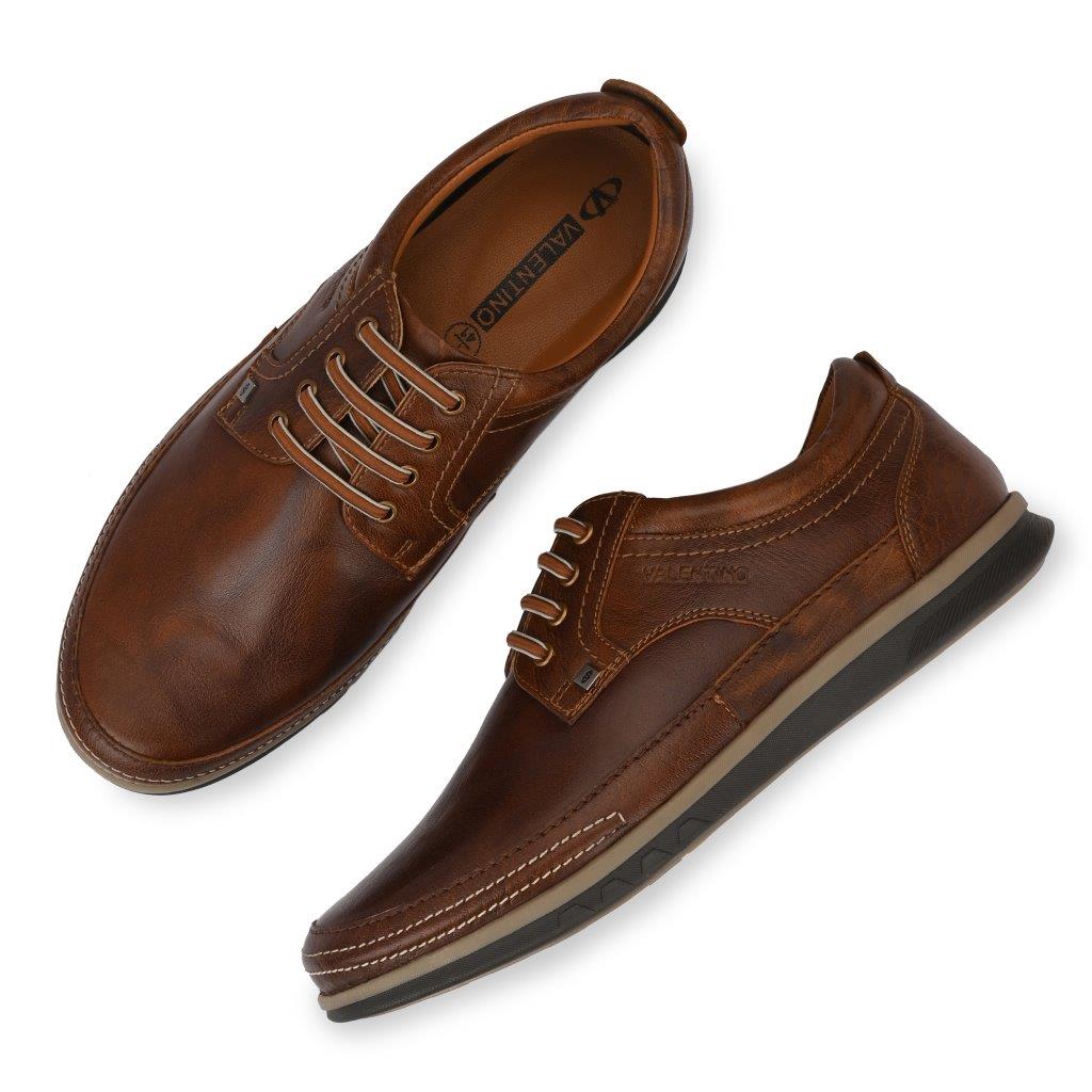 Men Premium Leather Casual Derby Shoes (Danial-51-TanWood)